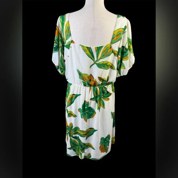 Women’s tropical print pullover dress elastic waist button front detail XL - Picture 2 of 11